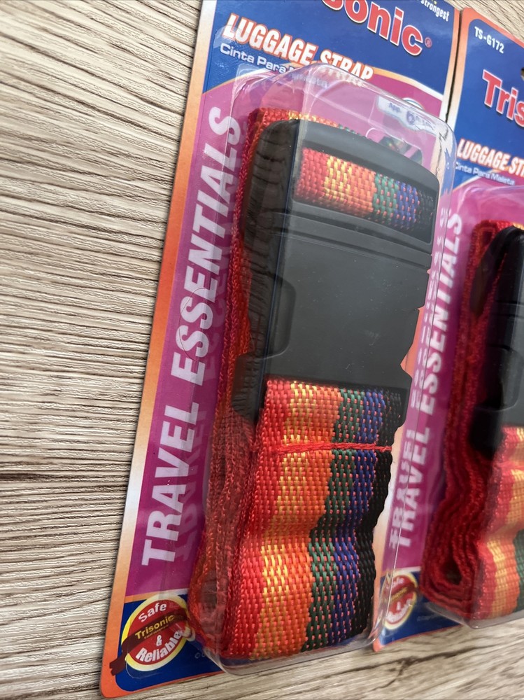 2 Pack Suitcase Belt Adjustable Luggage Strap to 6ft Rainbow NEW