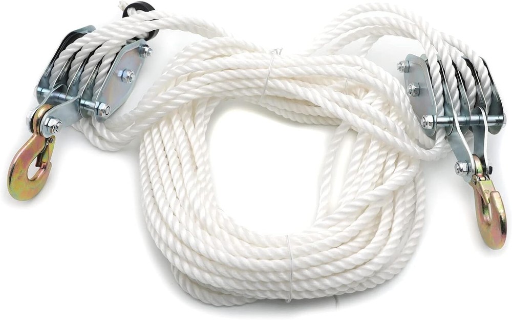 2 Ton Poly Rope Hoist Pulley Wheel Block and Tackle Puller Rigging Engine Lift
