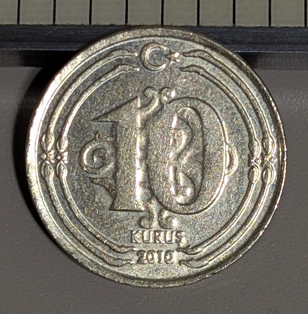 2010 Turkey 10 Kurus Circulated KM# 1241
