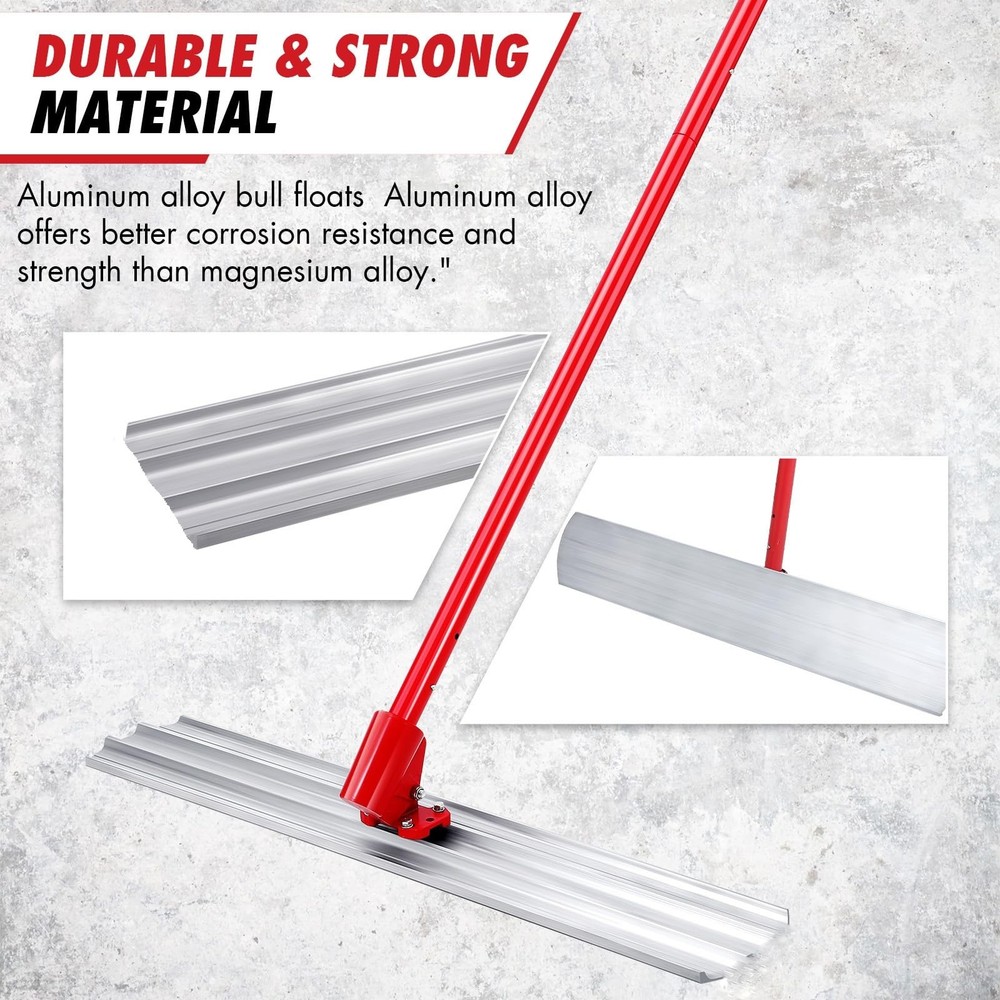 48"Aluminum Bull Float Kit,Adjustable Angle Concrete Finishing Tool with 4Handle