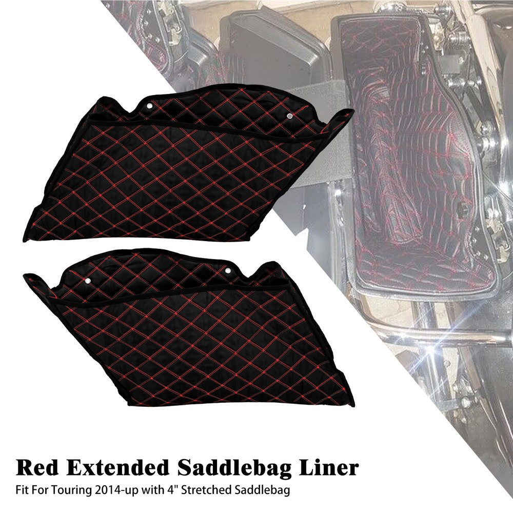 4" Extended Saddlebag Liners Red Stretched Bag Inserts Fit for Harley FLH 14-23