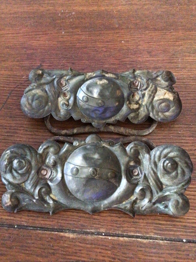 Large Vintage Brass Drawer Handle Pulls 2