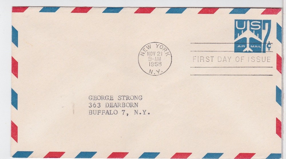 TurtlesTradingPost - 7 Cent Airmail Envelope- #UC33 1958 FDC
