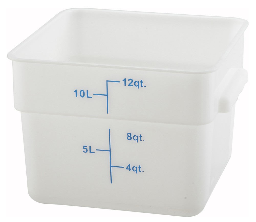 12qt Square Storage Container, White, PP (12 Each)