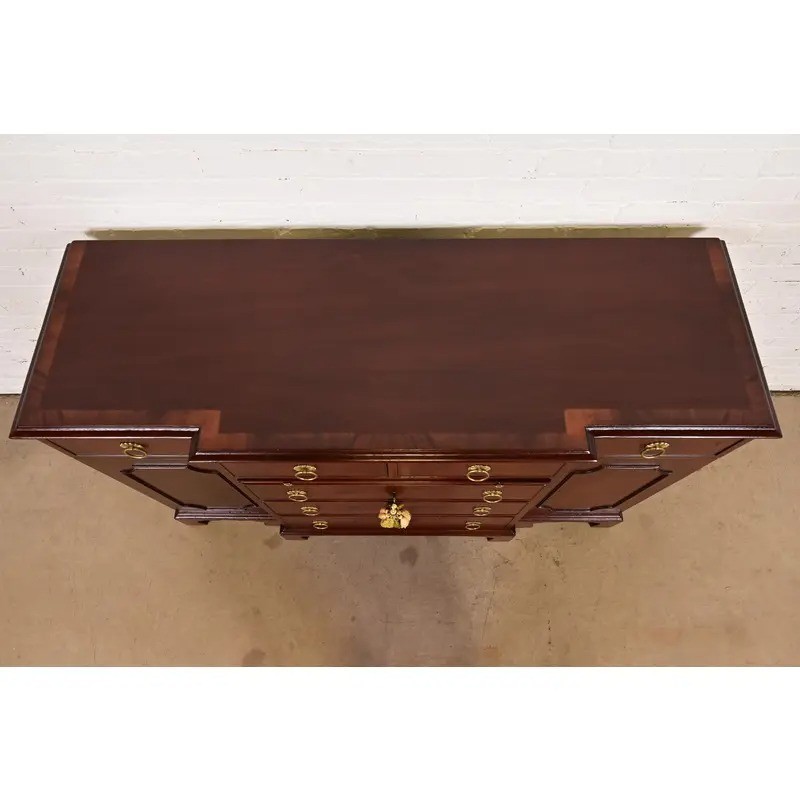 Beacon Hill Collection Chippendale Mahogany Breakfront Sideboard, Circa 1940s
