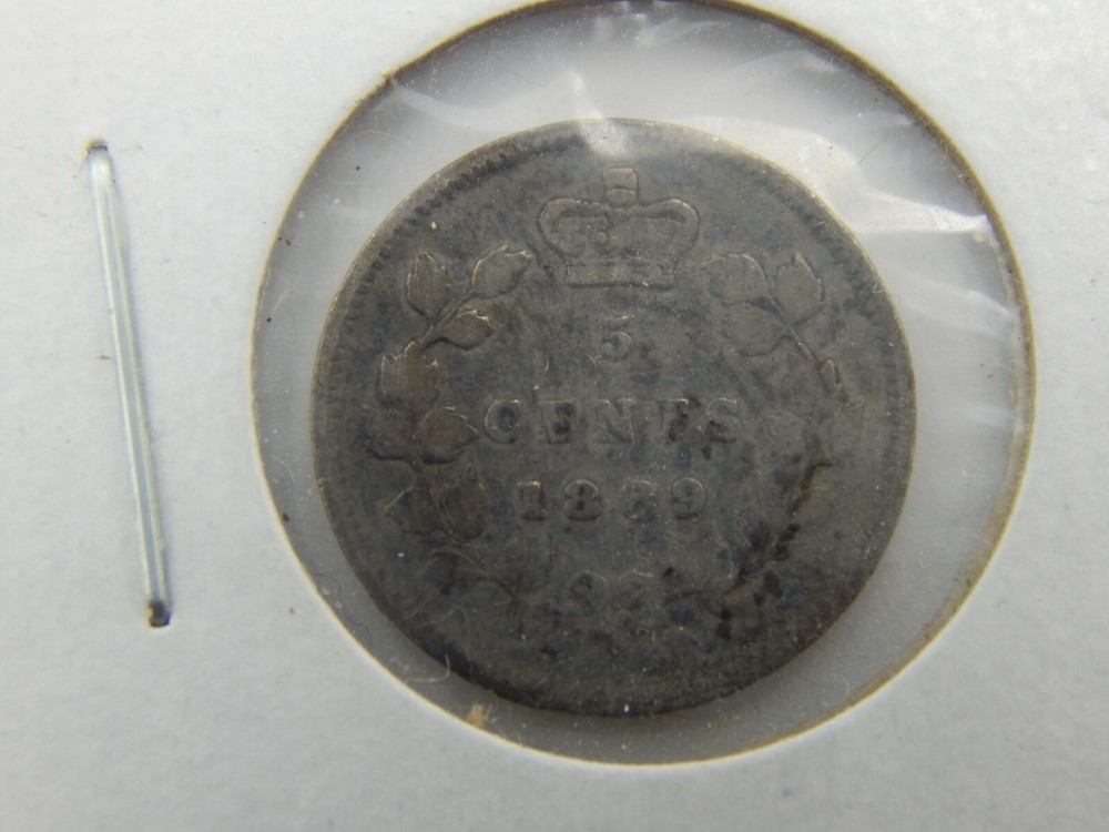 1889 Canada Silver 5 Cent Coin F