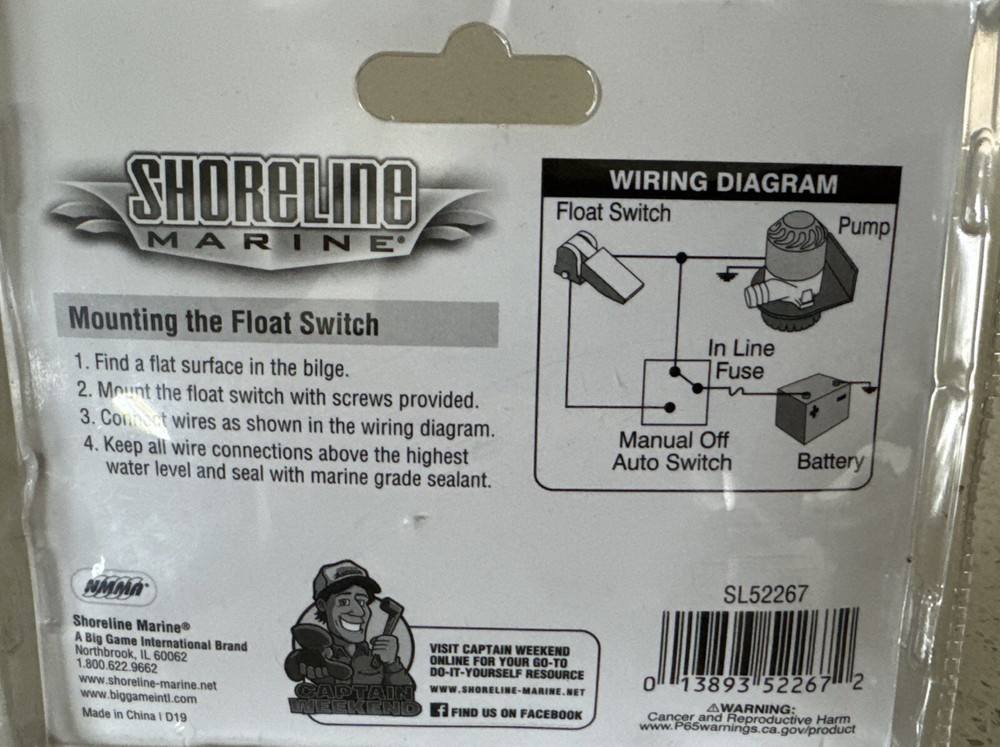 Shoreline SL52267 Bilge Pump Float Switch