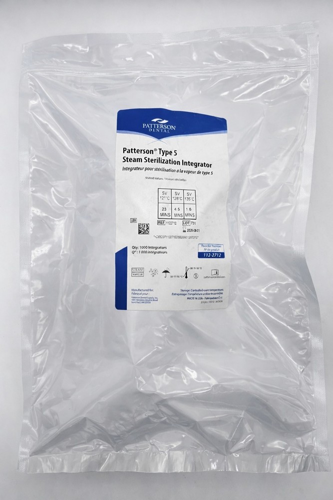 Patterson Type 5 Steam Sterilization Integrator 1000 Ct Dental Lab EXP 2028