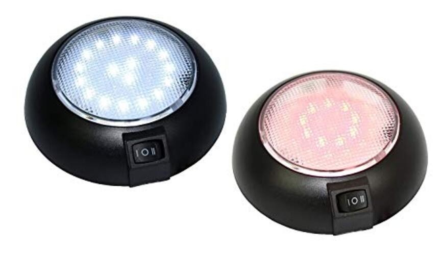 LED Dome Light - 4.5" High Power White & Red LED Downlight - 12 Volt - Fixed