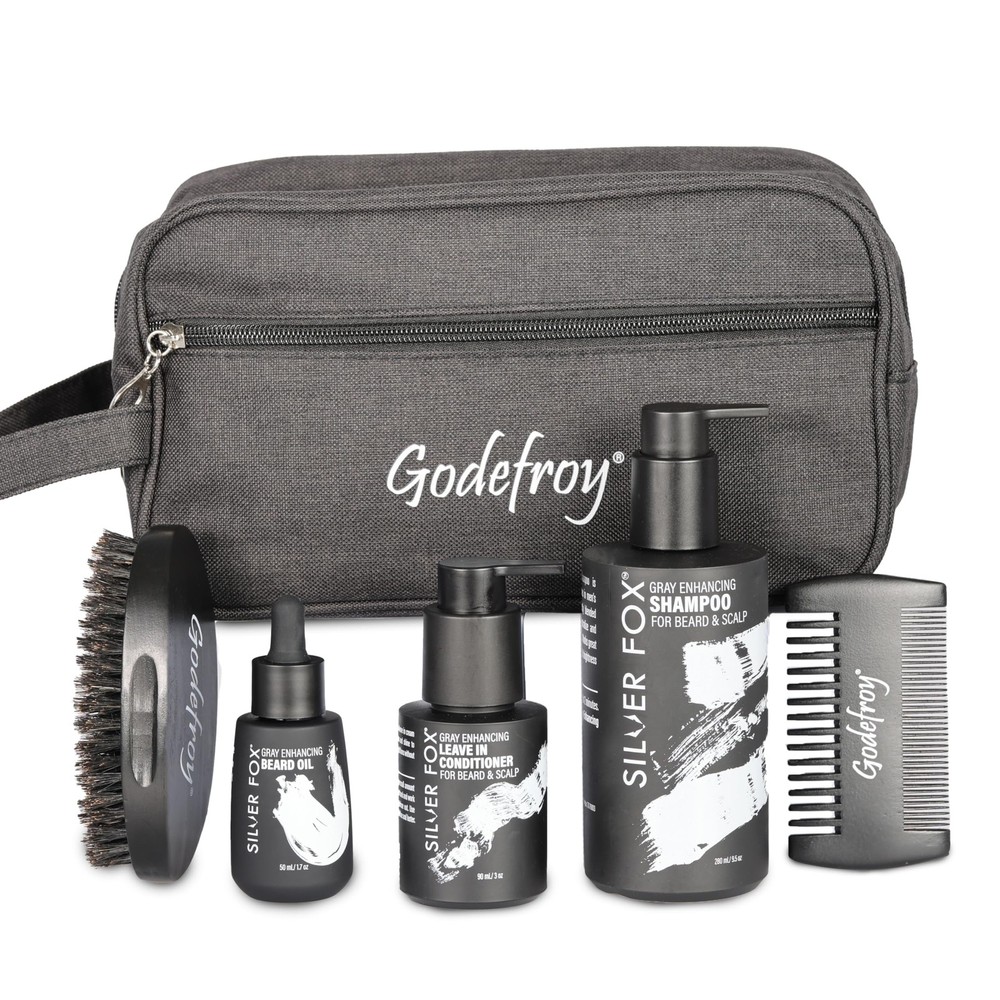 Godefroy Silver Fox Complete Men's Grooming Collection, Beard and Mustache Ca...