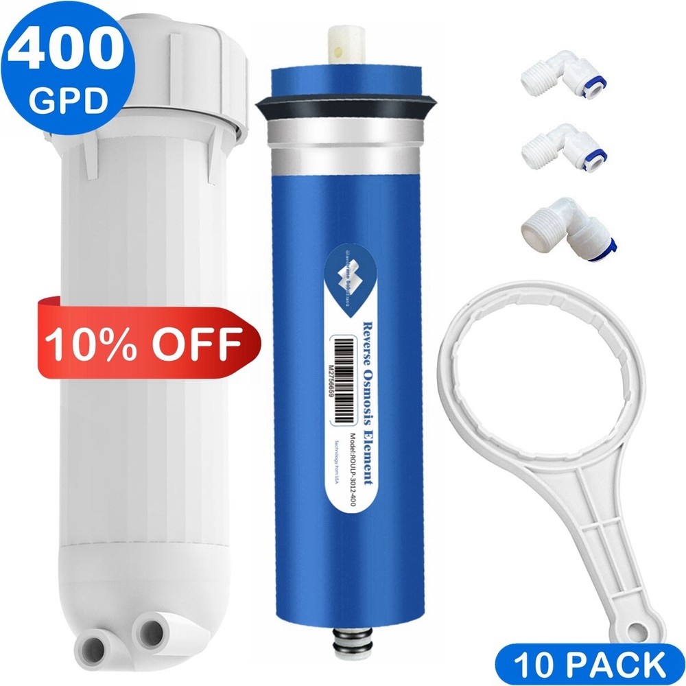 10 Pack 400 GPD Reverse Osmosis RO Membrane Maple Syrup Water Filter Housing Set