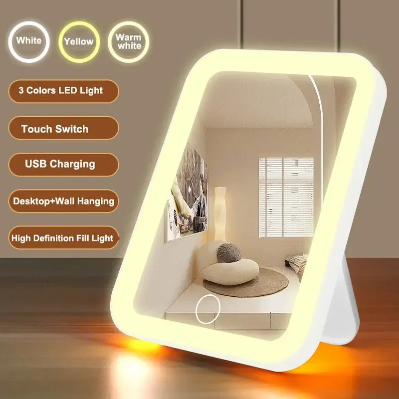 LED Makeup Mirror Desktop Fill Light Dressing Table Mirror Compact