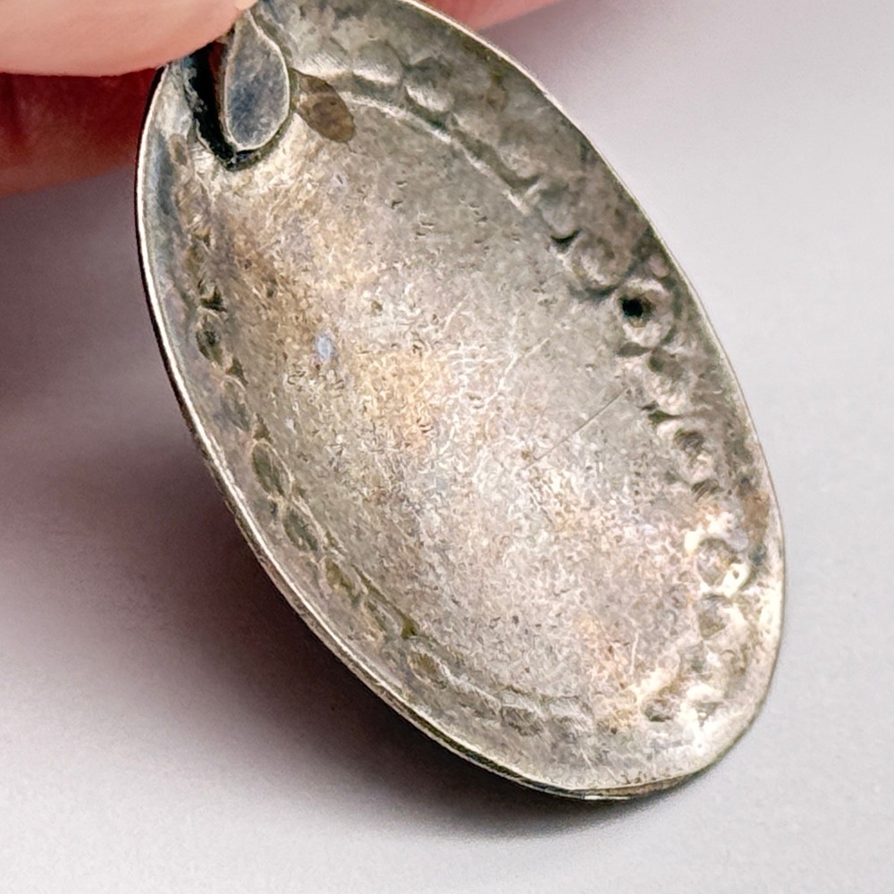 Vintage Southwestern Turquoise Stampwork Silver Pendant