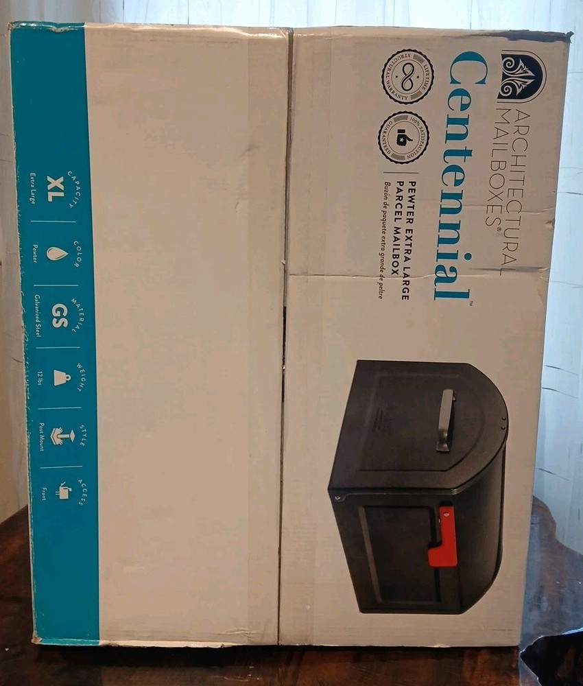 Architectural Post Mount Mailbox Extra Large Galvanized Steel Non-Locking Pewter