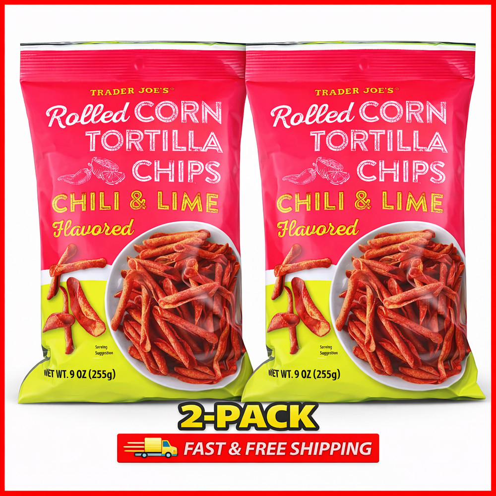 2-Pack Trader Joe's Rolled Corn Tortilla Chips Chili & Lime Flavored