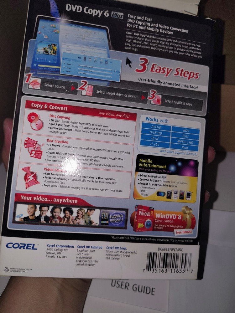 Corel DVD Copy 6 Plus PC Software w/ Serial Key Disc Manual Complete Vintage