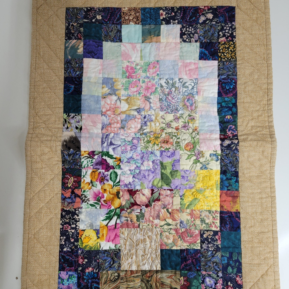 Handcrafted Quilted Table Runner Topper Floral Patchwork Spring Summer 1996