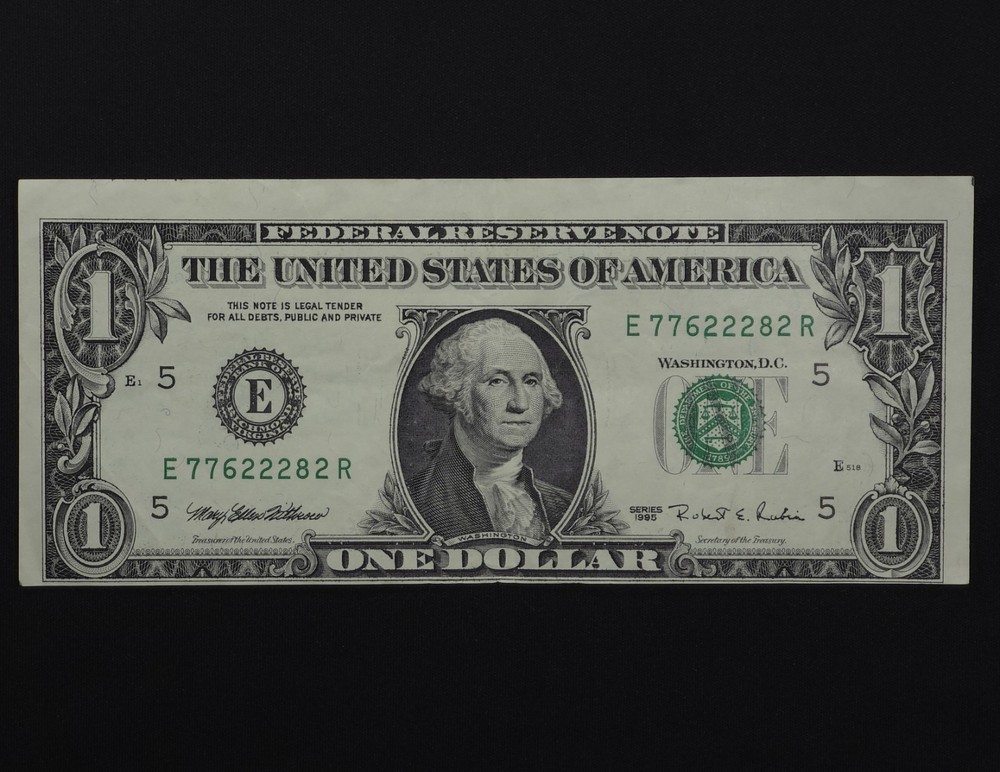 1995 $1 Federal Reserve Note - Off Center Obverse Printing Error