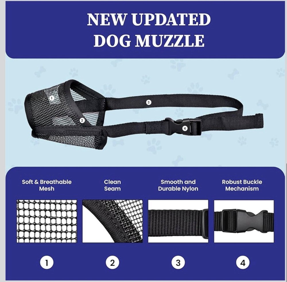 Dog Muzzle,Mesh Soft Muzzle for Small Medium Large Sized Dogs, Breathable Ref...