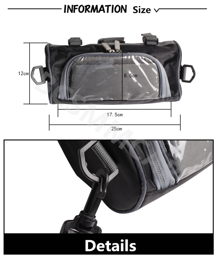 Motorcycle Handlebar Storage Bag Front Fork Pouch Smartphone Pocket Waterproof