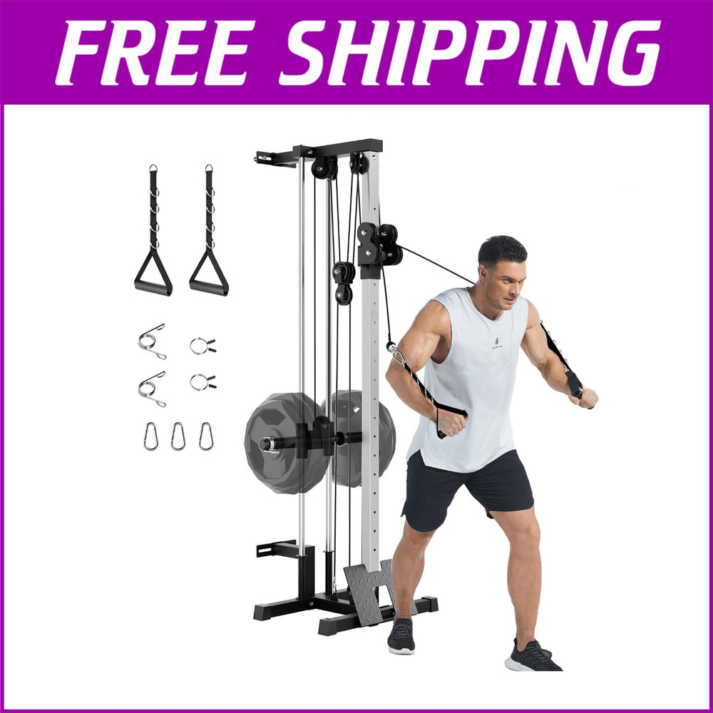 ✨Wall Mount Cable Machine, Adjustable Dual Pulley Cable Crossover Machine Workou