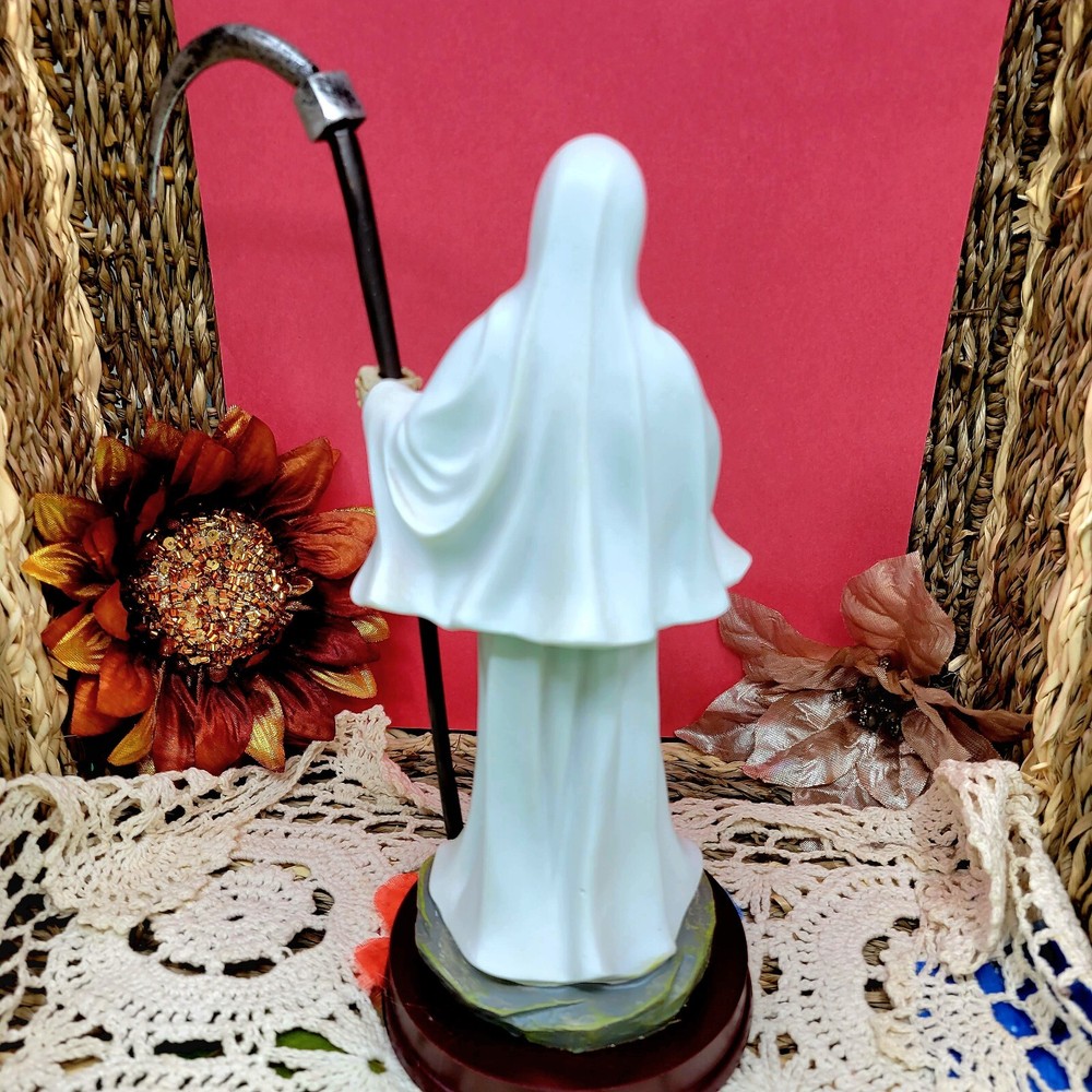 9" Santa Muerte White Statue With Candle & Rosary Altar Bundle Pack