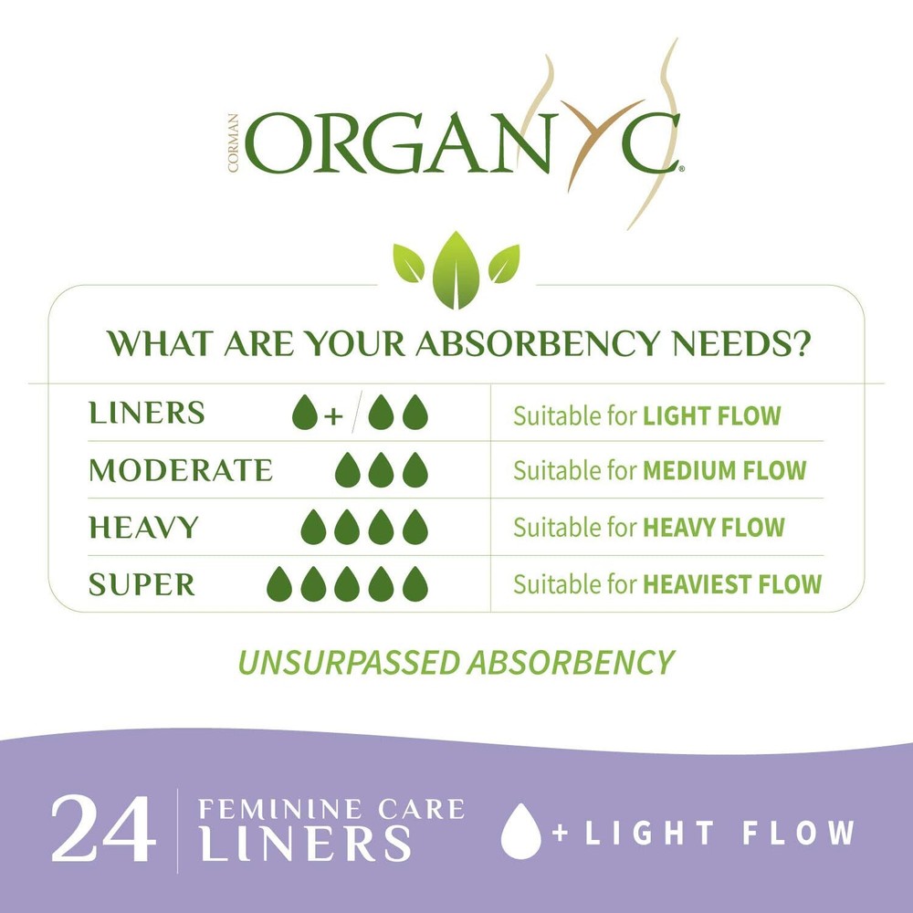 Organyc Feminine Care Liners, Light Flow, 24 Liners