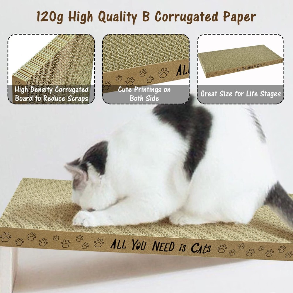 AccEncyc Cardboard Cat Scratcher Pads Scratching Board for Flat, 6 Pack