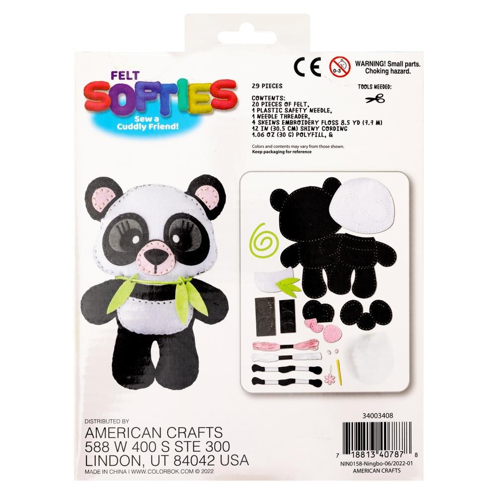 DMG DIY Panda Bear Kids Beginner Felt Softies Kit