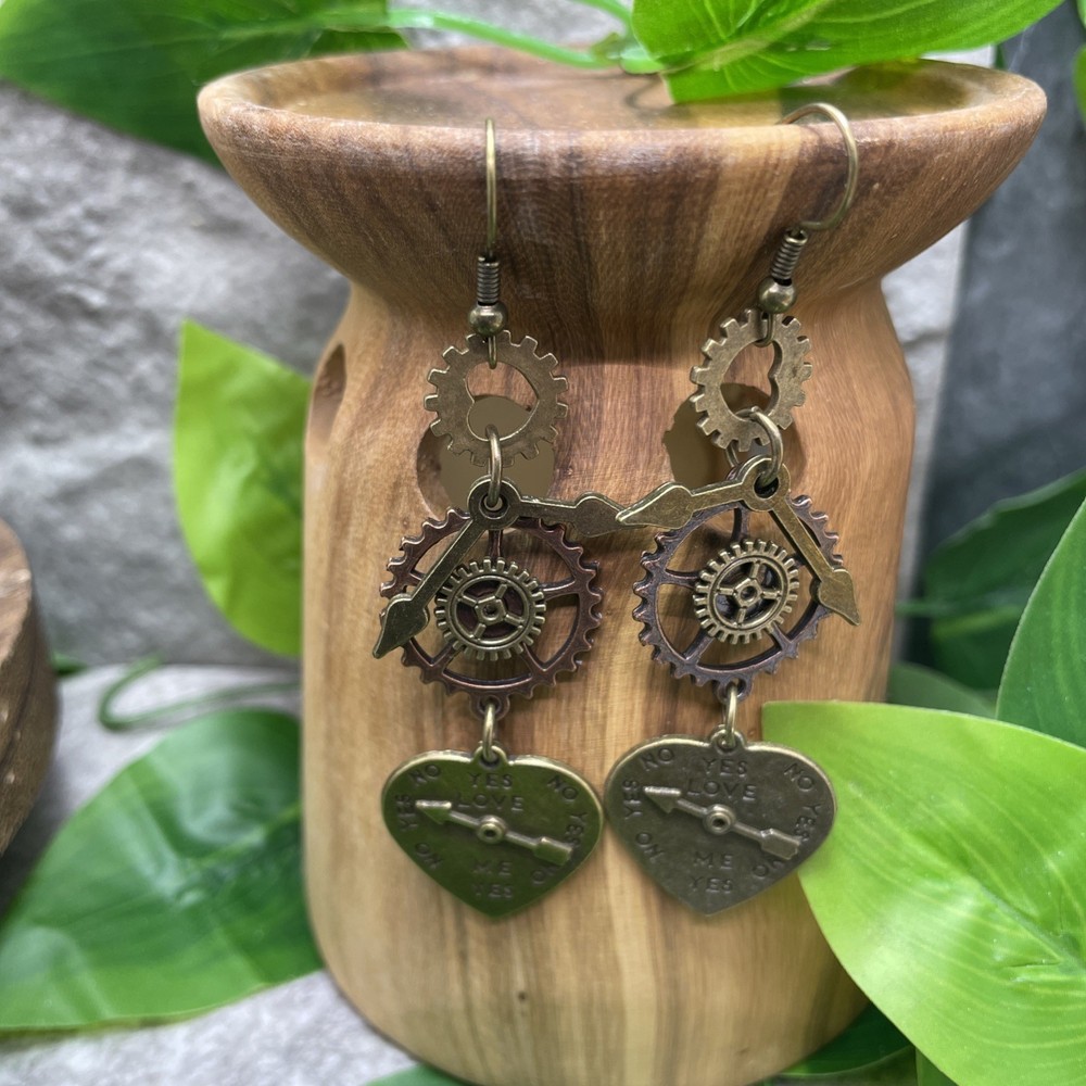 3” Bronze-tone Steampunk Boho Drop Dangle Earring Set New Free Ship C160