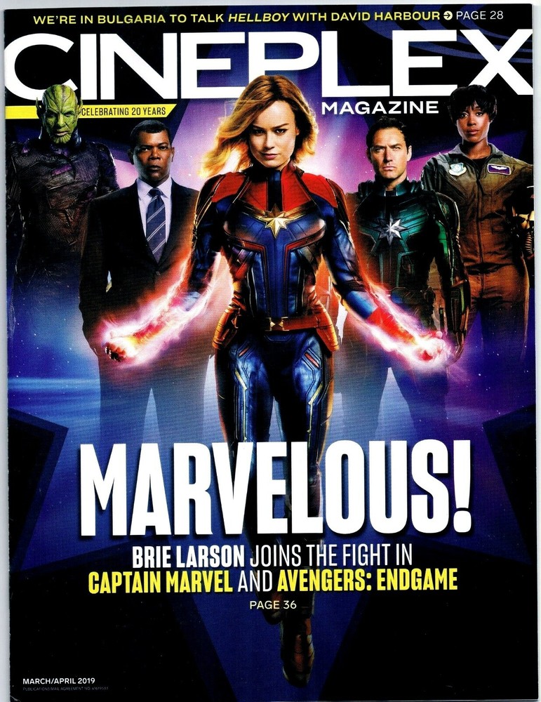 Captain Marvel Marvelous Cineplex Canada Exclusive March April 2019 Magazine
