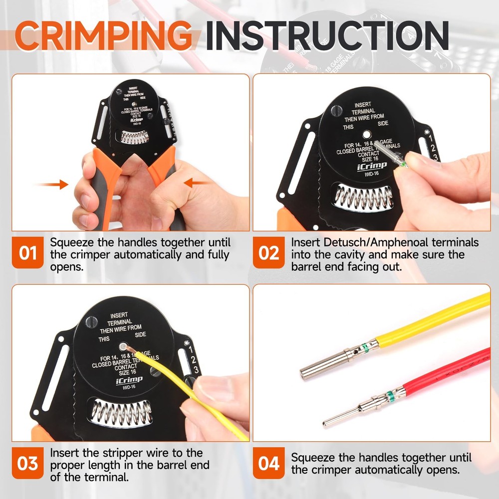 Closed Barrel Crimper 4 Way Indent,8 Impression Type for Deutsch Solid Contacts.