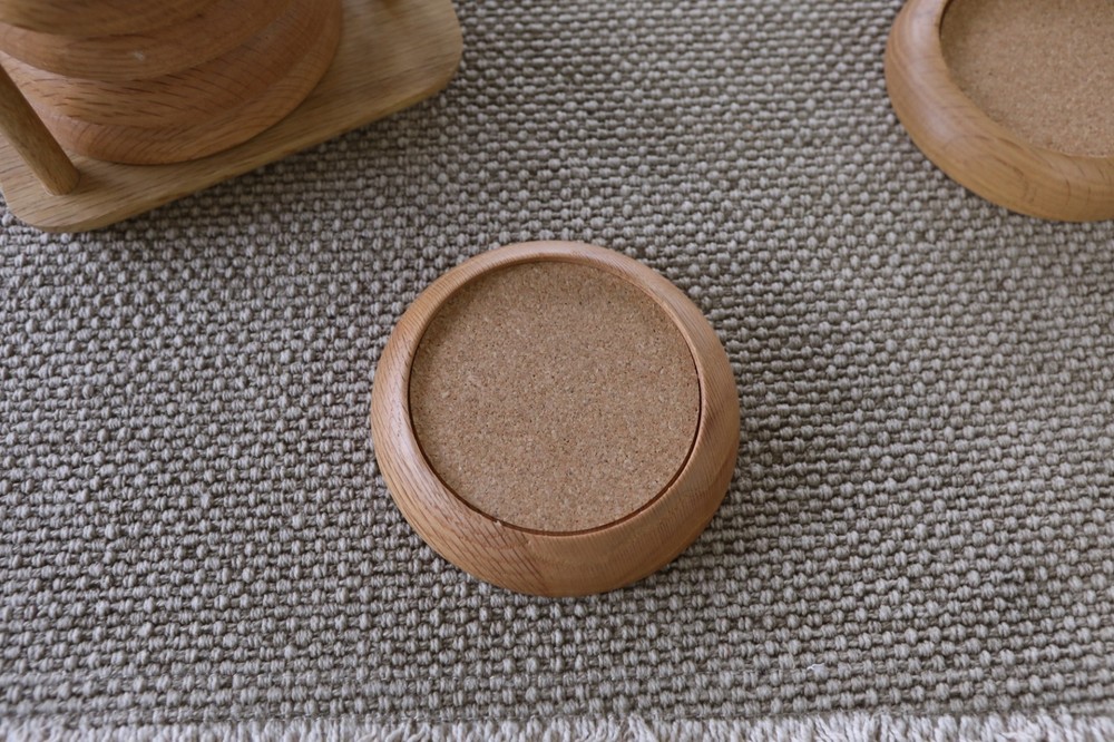 Nice Mid Century MCM Coasters Teak with Cork