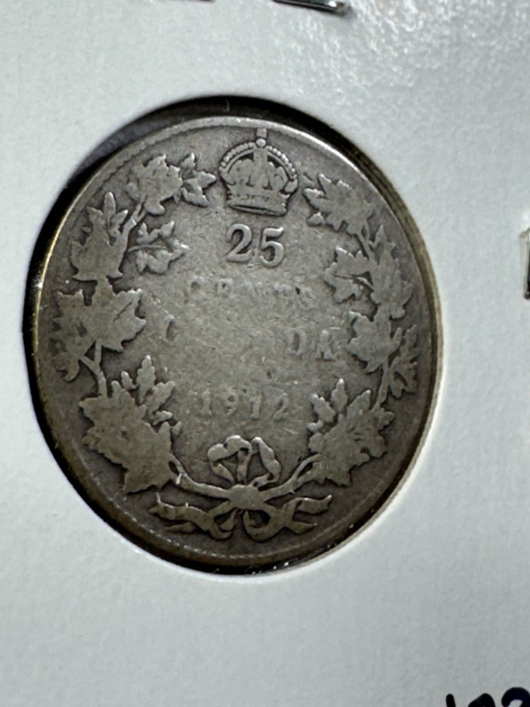 1912 Canada 25 Cents Silver Coin