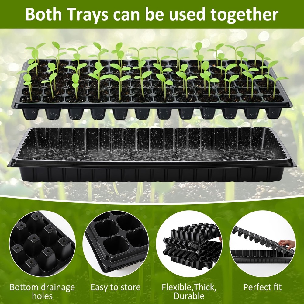 20 Pack Starter Trays, 72 Cell Seedling Trays with 1020 Flat Tray, Deep Plug ...