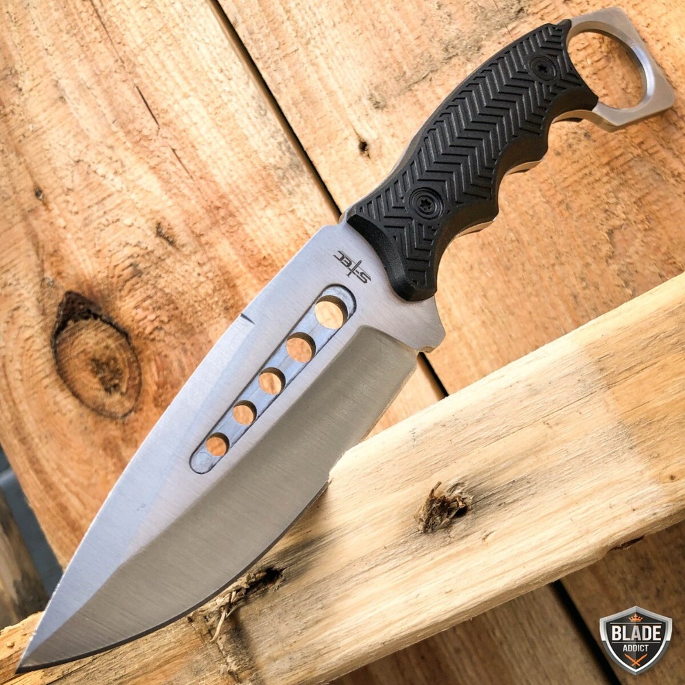 2PC 8.5" Fixed Blade Tactical Hunting Knife with ABS Belt Loop Holster Sheath