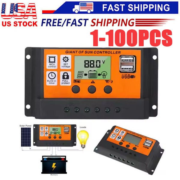 30-100A MPPT Solar Panel Regulator Charge Controller 12V/24V Auto Focus Tracking