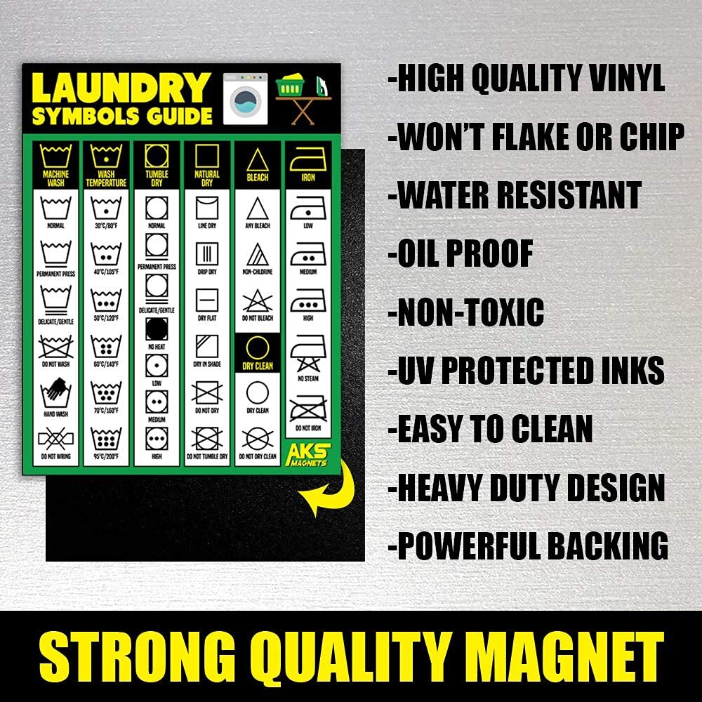 Laundry Symbols Guide Magnet - Extra Large Easy to Read