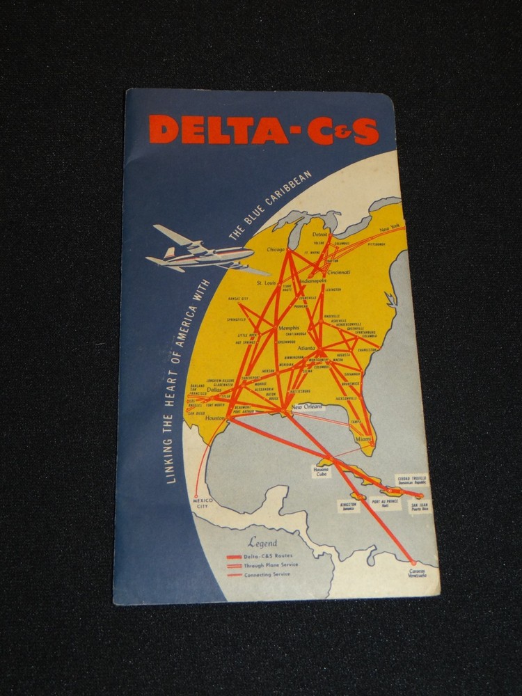 Delta C & S - Vintage 1950's Plane Ticket Envelope Sleeve