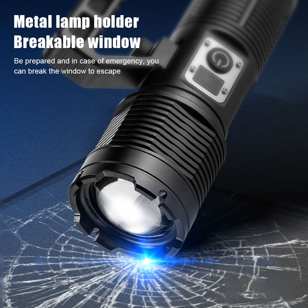 Super Bright White Laser LED Flashlight Camping Light USB Charging Zoom Torch