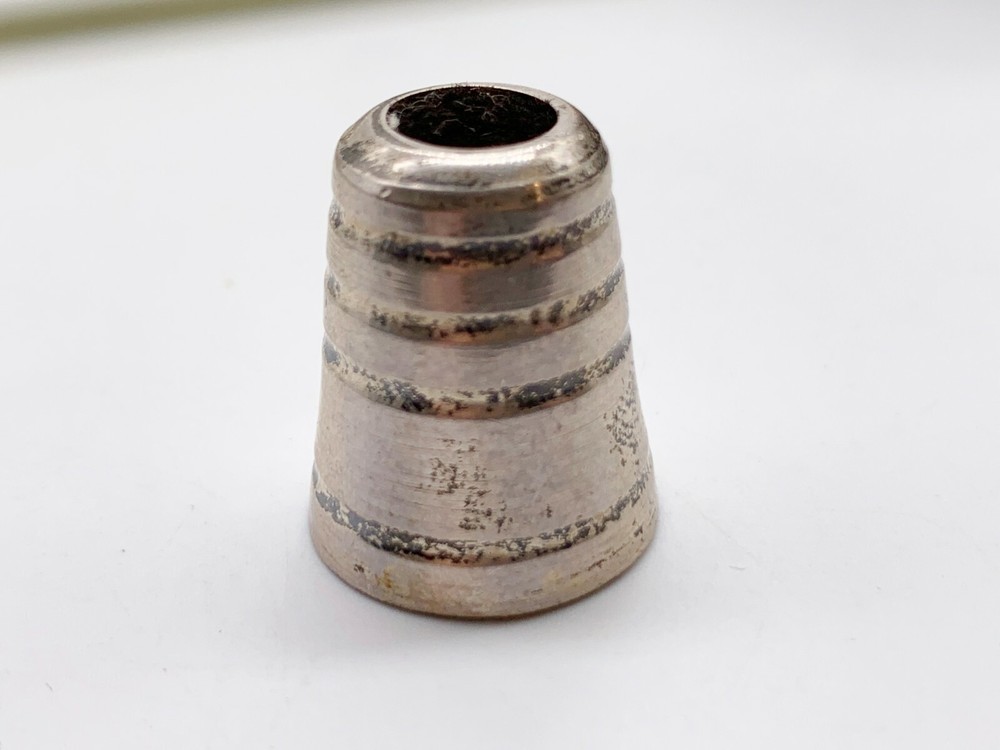 ANTIQUE SOLID STERLING SILVER BLACK VELVET TOPPED SEWING THIMBLE