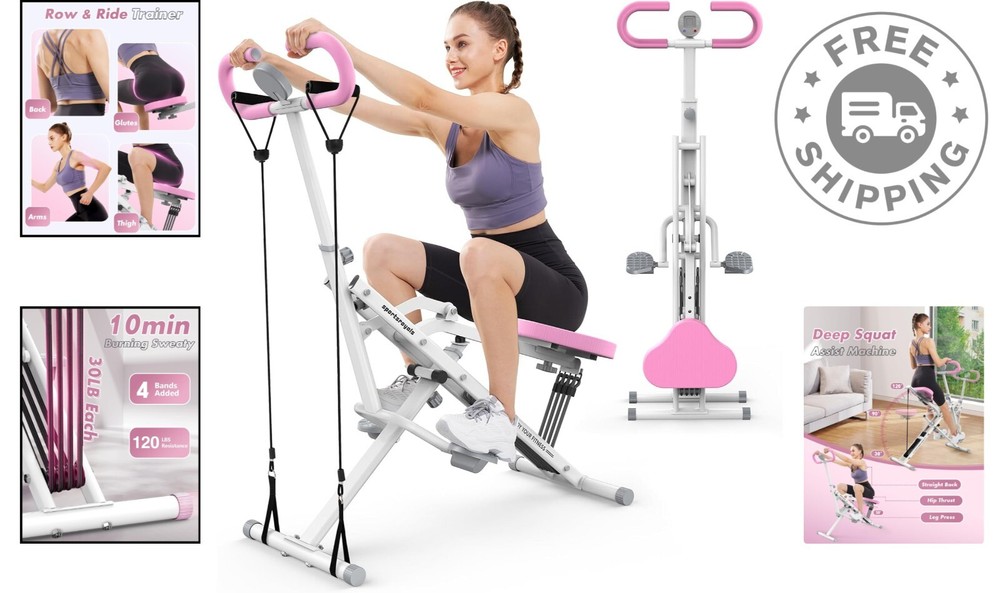 Space-Saving Home Squat Machine with 4 Resistance Bands - Easy & Effective