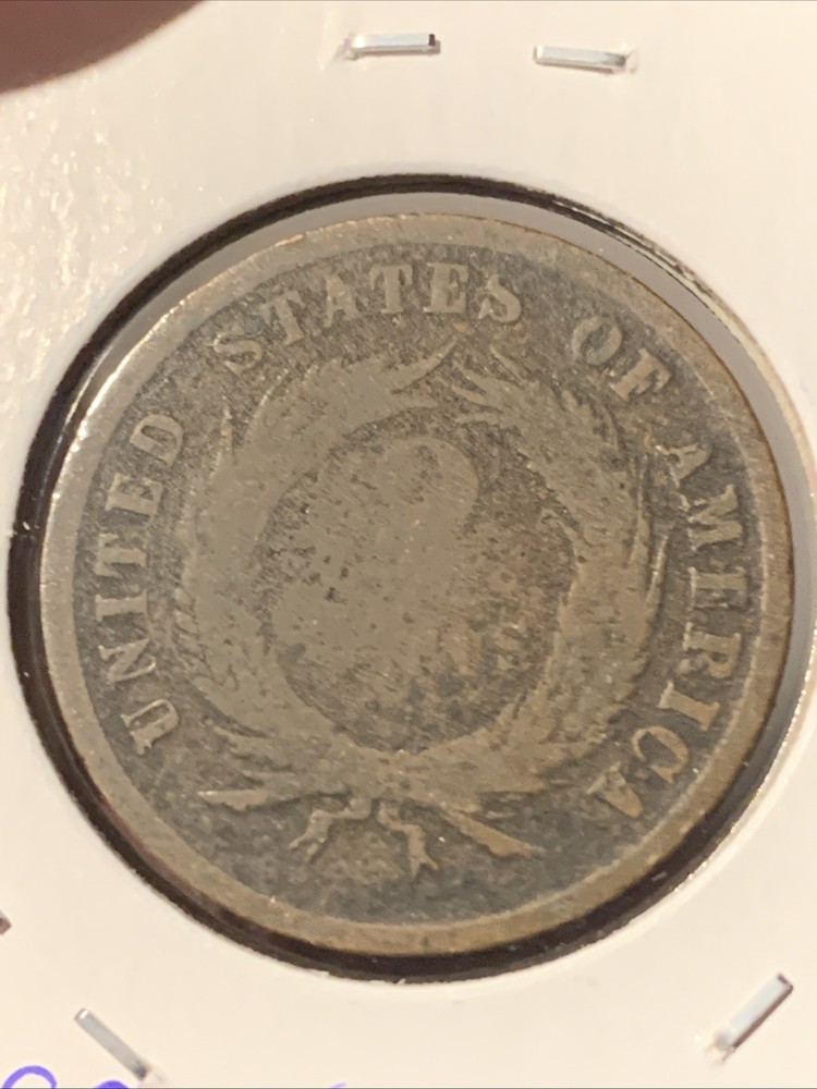 1865 Two Cent Piece 2C Post Civil War Date US Coin