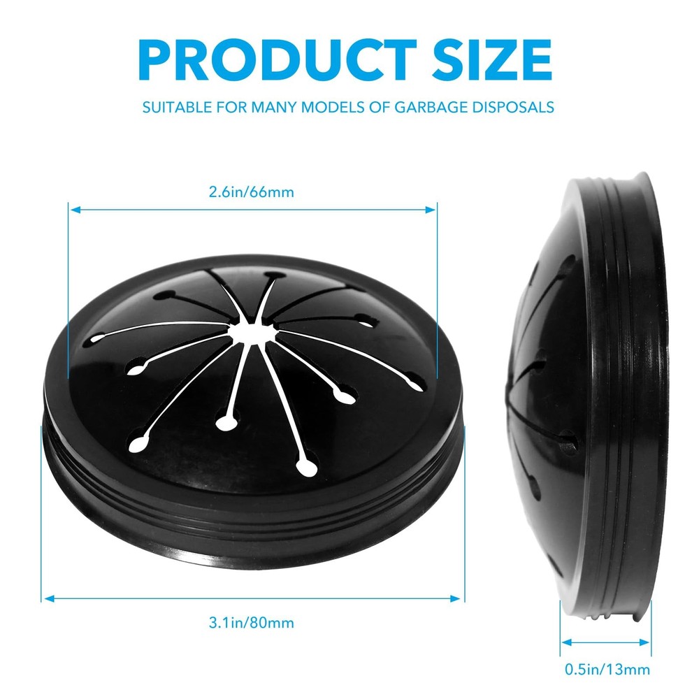 AxiyanX Kitchen Garbage Disposal Rubber Drain Insert,3pcs Black