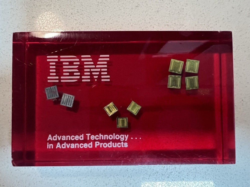 IBM Advanced Technology Acrylic Display Sign Red Gold Silver
