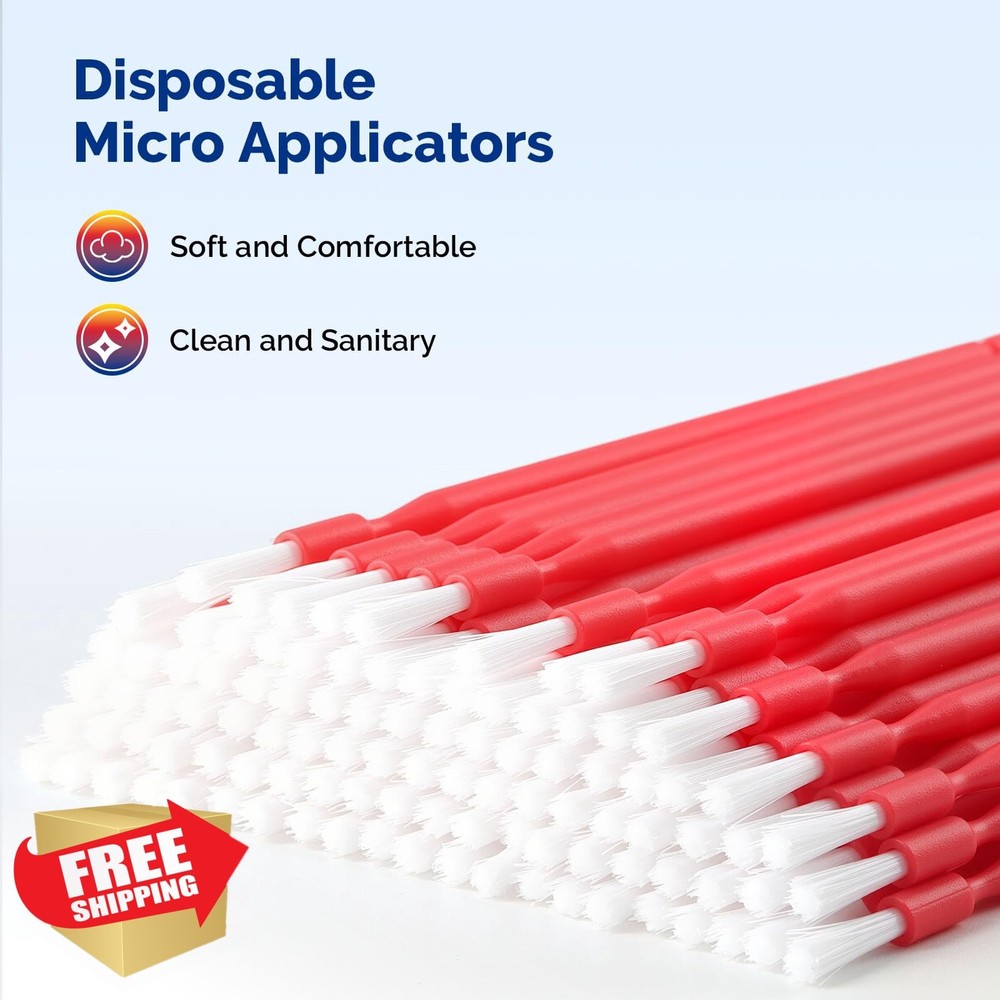 JMU Dental Micro Applicator Brushes Bendable White Tips Red 400pcs