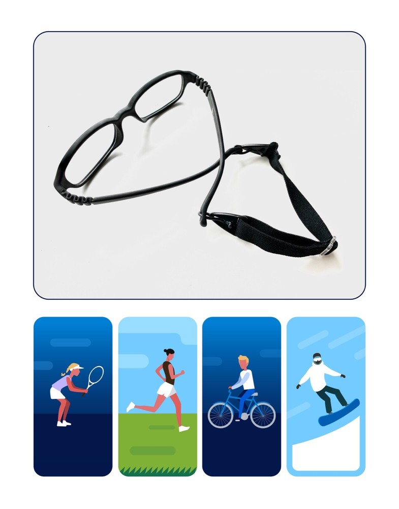 Kids Glasses Strap Eyeglasses Miraflex Holder Elastic String 4 Pack Black