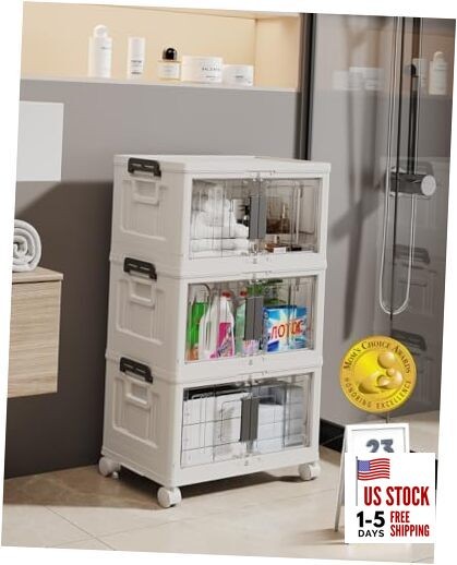 OlarHike Stackable Storage Bins with Lids - Folding Storage Box with 23QT 3Pack