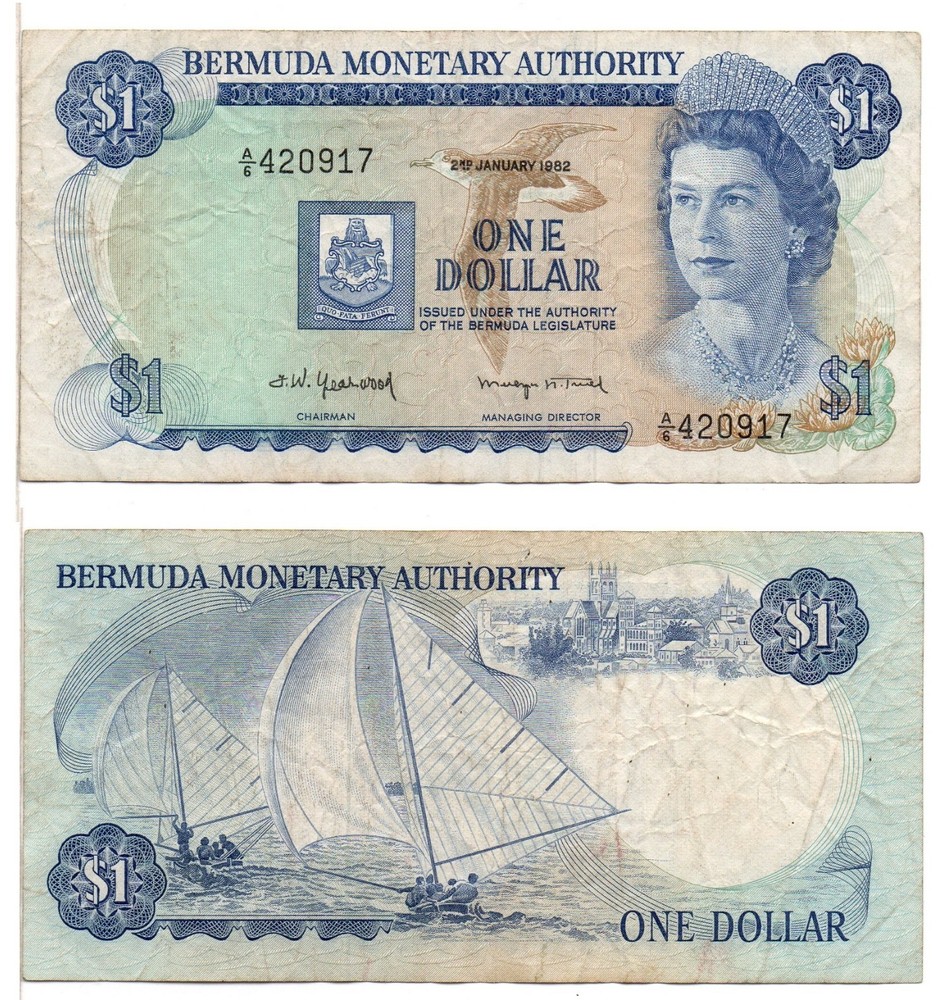 BERMUDA 1 Dollar (02-01-1982) Pick 28b, Very Fine