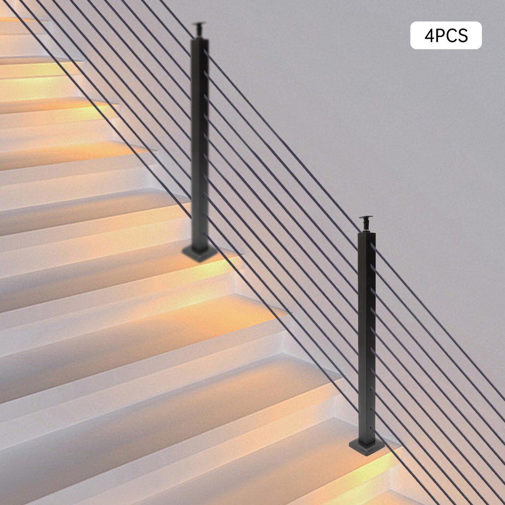 Cable Railing Post Stainless Steel Stair Handrail Deck Railing Kit DIY 36 x2 x2